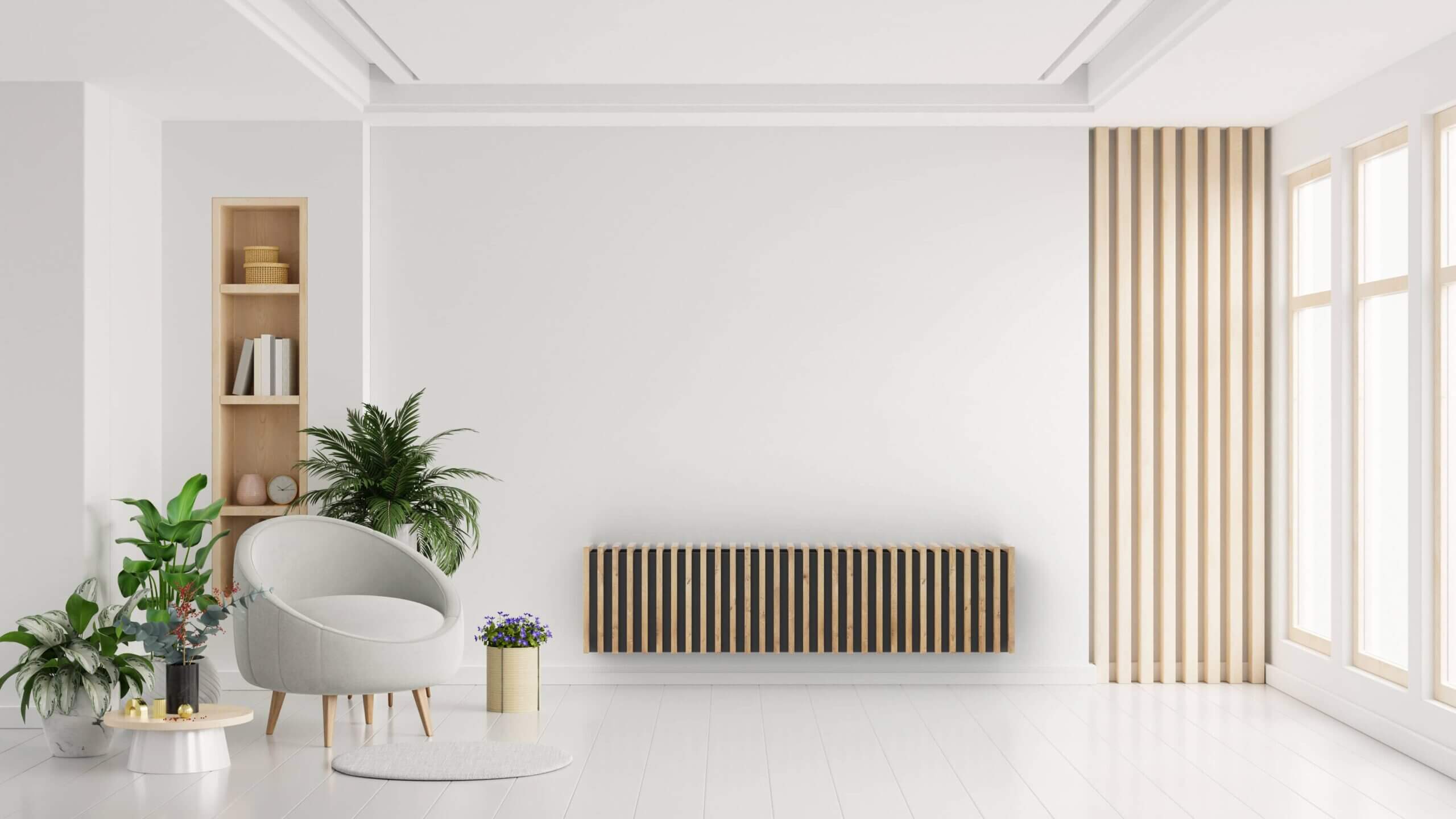 Nástěnný konvektor Noemi - černý / dubové lamely - Obrázek 4